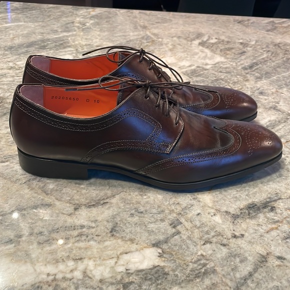 NWT Santoni Brown Wingtip Dress Shoes with laces. Size 10 - Picture 2 of 12